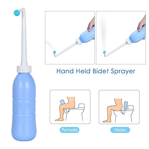 Hairby Portable Bidet Sprayer, Travel Bidet 22 oz (650ml) with Hand Held Bidet Bottle for Personal Cleansing Use Extended Nozzle, Toilet Bidet Shower with Travel Bag(Blue)