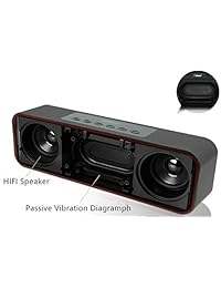 Altavoz Bluetooth estéreo portátil, con 2 x 5 W controladores de acústica, Radio FM, manos libres, tarjeta Micro SD, USB y entrada auxiliar ranuras para Teléfono Inteligente, MP3, MP4, iPad, Tablet y más