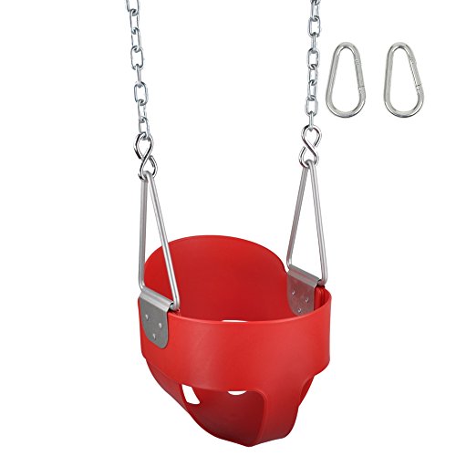 Swing Set Stuff Highback Full Bucket (Red) with Chains and Hooks and SSS Logo Sticker