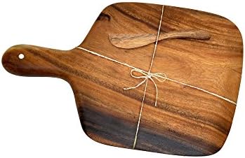 Pacific Merchants Acaciaware Cheese Paddle Board 14-Inches by 9-1/2 Inches by 1/2-Inch with Spreader