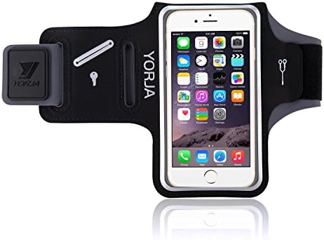 Sweatproof Running Armband for Apple/Samsung,YORJA iPhone 7 plus/6 plus/6s plus &amp; Galaxy S8/S7 Edge Sport Case for Jogging/Workout,Water Resistant Arm Band with Key Holder,Card &amp; Money Pocket (Black)