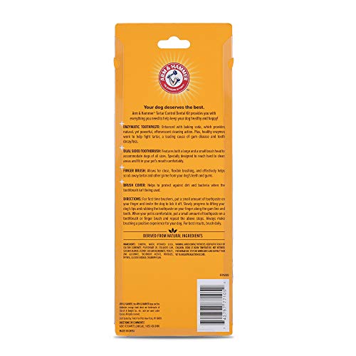 ARM & HAMMER FOR PETS TARTAR CONTROL KIT FOR DOGS CONTAINS TOOTHPASTE, TOOTHBRUSH & FINGERBRUSH REDUCES PLAQUE & TARTAR BUILDUP, 3-PIECE KIT, BANANA MINT FLAVOR (PACK OF 1)