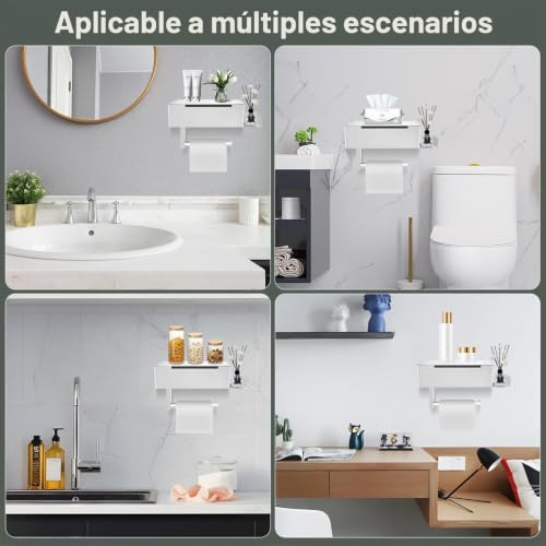 DOKKOME Toilet Paper Holder No Drilling Toilet Paper Holder with Wet Wipes Box, Stainless Steel Toilet Paper Roll Holder, Toilet Roll Holder