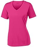 Women's Athletic All Sport V-Neck Tee Shirt in 12 Colors,Medium,Pink Raspberry
