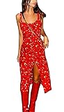 PRETTYGARDEN Women's Summer Spaghetti Strap Button Down Floral Printed Sleeveless Dress