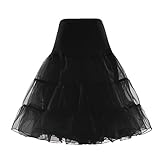 Udresses Girls Petticoat Skirts Tutu Crinoline Underskirt P9(Black,S)