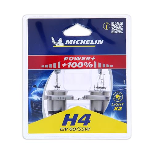 Michelin 8734 Lampada Auto, Power +80%, 2 H4, 12 V, 60/55 W