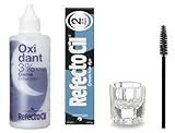 Refectocil KIT - Cream Hair Dye + Creme Oxidant 3% 3.4oz + Mixing Dish + Mascara Brush (Blue Black)
