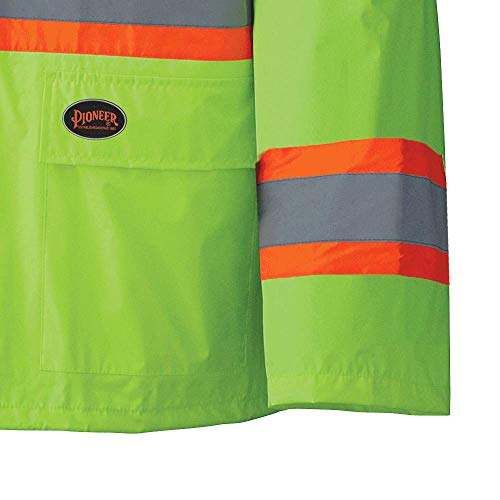 Pioneer-High-Visibility-Lightweight-Waterproof-Safety-Rain-Suit-Reflective-Tape-Polyester-PVC-YellowGreen-Unisex-XL-V1080160U-XL