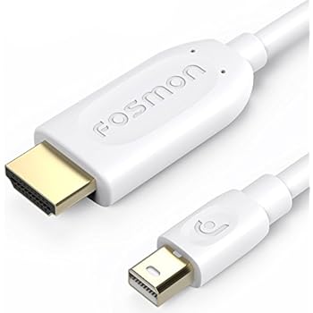 Mini DisplayPort to HDMI (6 FT), Fosmon Mini DP [Thunderbolt Port Compatible] to HDMI Cable Adapter For Surface Pro, MacBook Pro, iMac, Mac Mini - Gold Plated (White)