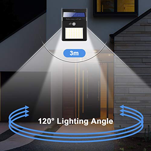 Luce Solare LED Esterno[4 Pezzi ] 42 LED IP65 Impermeabile 3 Modalità per Giardino,Parete Sensore di Movimento Parete Wireless Risparmio [Classe di efficienza energetica A+++]