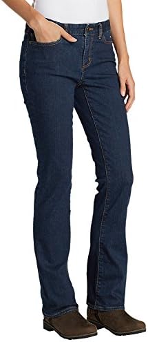 Eddie Bauer Women's StayShape Boot Cut Jeans - Slightly Curvy, Deep Rinse 14