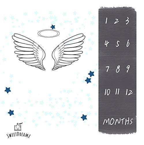 Milestone Blanket Monthly Baby boy Girl Photo Prop Set Infant Newborn swaddling for Month Photography, New mom Baby Shower Gifts, 47 47 Large and Floral Frame by SweetDreamz