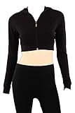 Musa Women's Zip Up Solid Cropped Hoodie