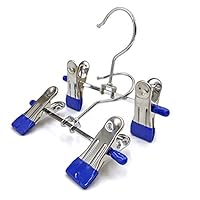 Aligle Adjustable Stainless Steel Shoe Rack Pants Folder Multi-Functional Portable Travel Laundry Washing Machine Rack Hooks Socks Clip Boot Hanger Set of 6 (Blue)