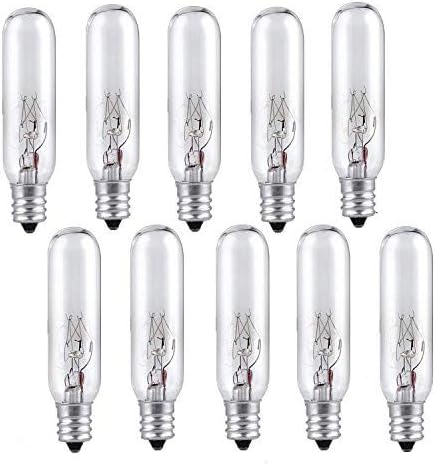 110V_15 Watt Bulbs Night Light Bulb Standard Tip Light Bulb with Candelabra Base (E12) T6/T25 Clear Tubular Chandelier Light Bulbs Incandescent Salt Lamp Chandelier Light Bulbs Dimmable (10pack
