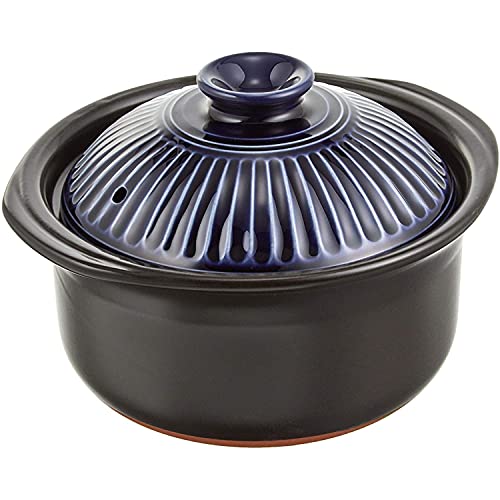 Ginpo Pottery Chrysanthemum Flower Earthenware, Banko Ware (3 Cook/Lapis/Double Lid) Rice Pot, Ginpu Rice Cooker