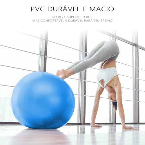 GODREAM Bola Pilates, Bola Fisioterapia, Bola Suiça, 55 cm, 65 cm, 75 cm, Anti estouro, Suporta até 300kg, Ideal para Gestante, Ginastica, Yoga, Academia e Pilates em casa, com Bomba