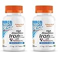 Doctor's Best High Absorption Iron Tablet with Ferrochel, Gentle on The Stomach, Immune Health, Blood Health, 27 mg (Pack of 2)