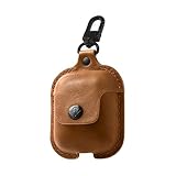 Twelve South AirSnap | Leather Protective Case/Cover with Loss Prevention Clip for AirPods & Wireless Charging Case for AirPods, Cognac