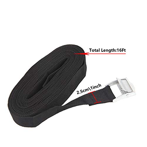 10 Pack Lashing Straps 16 Ft x 1 Inch, Black Heavy Duty Cam Buckle