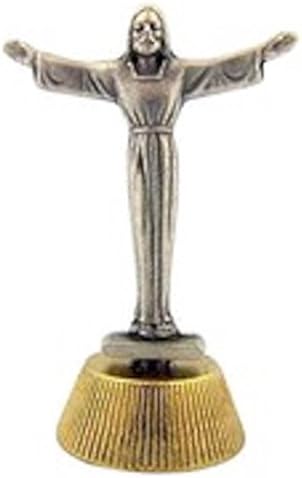 Metal He Is Jesus Christ Automotive Statue On Magnetic Adhesive Base 2"
