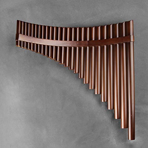 22/25 Pipes C Key Professional Pan Flute Chinese Traditional Musical Instrument Pan Pipes Easy to Learn with Exquisite Brown Pan Pipes Flute and Black Leather Bag (25-Right Hand)