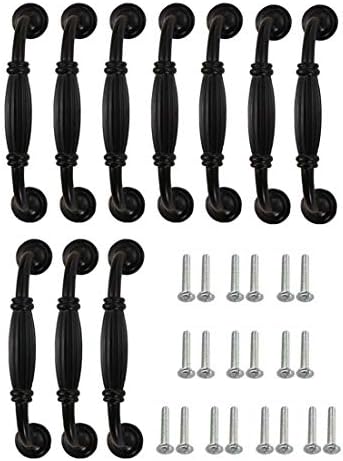 Youkap 10pcs Cabinet Door Handle, Cabinet Bow Pull for Cupboard Drawer Wardrobe of Kitchen Bedroom Furniture, Hole Centres: 96mm/3.77", Black
