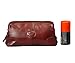 Bayfield Bags Overnight Toiletries Bag For Men Small Compact Minimalist Glossy Leather Shaving Kit For Men (10x5x5) (reddish brown) Travel Bags For Men