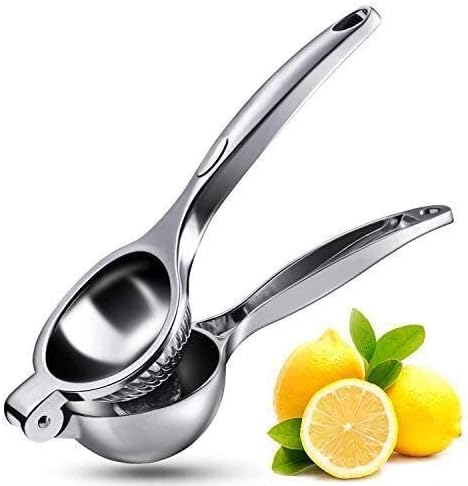 AfufuLemon Squeezer Manual Hand Press Lemon Juicer Orange Lime Citrus Press with Heavy Duty Design - Anti-corrosive and Dishwasher Safe (Silver)