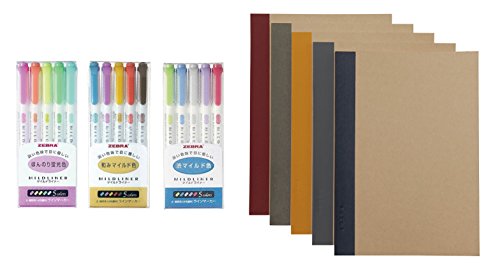 Zebra mildliner 15 colors full set & muji notebook …