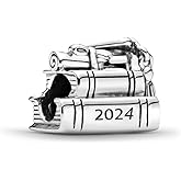 HuooNew 925 Sterling Silver, Graduation Series 2024 Book Bead Charm Fit European Bracelet Make Fashion Jewelry Gift for Women