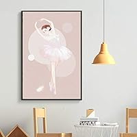 Framed Canvas Home Artwork Decoration Elegant Ballerina Canvas Wall Art for Living Room, Bedroom - 16x24 inches