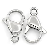 Valyria Jewelry 5pcs Silver Tone Stainless Steel Lobster Clasps 19mm x 12mm(6/8