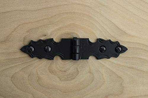2 Pack Decorative Spear Hinges 3.5" For Furniture Rustic Hammered Iron Black Finish Hand Crafted Borderland Rustic Hardware