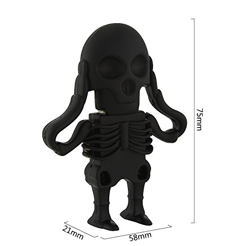 Usbkingdom 64GB USB 2.0 Flash Drive Novelty Black Skull Skeleton Shape Thumb Drive Memory Stick Pendrive Jump Drive Flash Disk Pen Drive