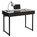 LANGRIA Modern Black Computer Desk, Writing Desk with Drawers Study Home Office Furniture, 39.4'' x 21.7'' x 29.5''