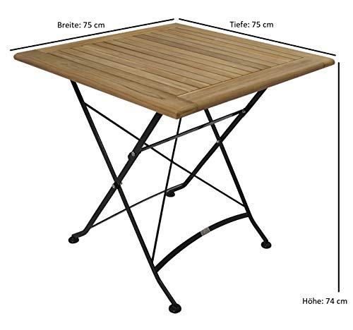 GXK Gartengarnitur Bistrogarnitur Gartenmöbel Garnitur 3-teilig Teak Metall – Bild 7