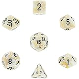 Chessex Dice: Polyhedral 7-Die Marble Dice Set - Ivory with Black