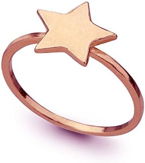 14k Rose Gold Star Ring, Small Dainty Stacking knuckle Ring Fantasy Star Jewelry
