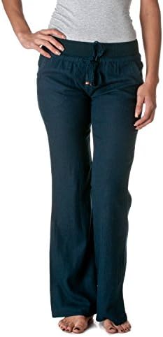 Love Tree Women's Linen Wide Leg Trouser Pant, Navy, Small