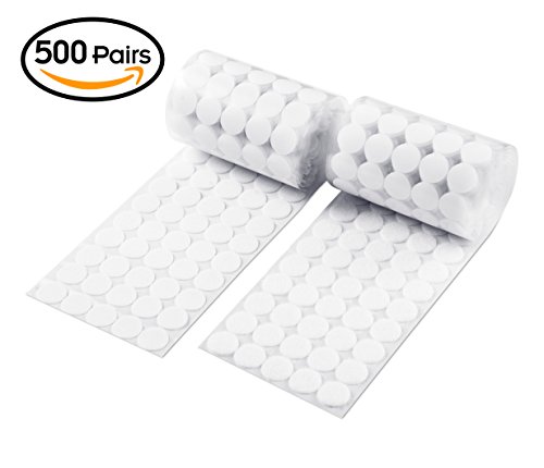1000pcs(500 Pair Sets) 3/4" Diameter Sticky Back Coins Hook & Loop Self Adhesive Dots with Waterproof Sticky Glue Coins Tapes(White) - Thumbnail 5