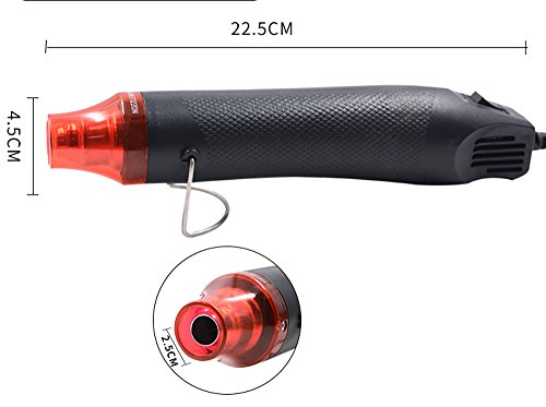 Heat Gun,mofa Hot Air Gun Tools Shrink Gun with Stand For DIY Embossing And Drying Paint Multi-Purpose Electric Heating Nozzle 300W 110V with 40PCS Shrink Tube(Black,Red)
