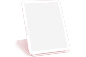 Infitrans Large Travel Makeup Mirror with Lights, 3 Colors Light Mode, Built in 1800mA Batteries Rechargable Portable Mirror,Vanity Mirror with Light Dimming Touch Sensor