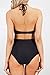 SEASELFIE Women's High Neck Scalloped Swimsuits 2 Piece Halter Floral Bikini Bathing Suits with High Waisted Bottom