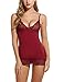 Avidlove Women Lingerie Lace Chemise Sleepwear Babydoll Set Mini Dress Dark Red XXL