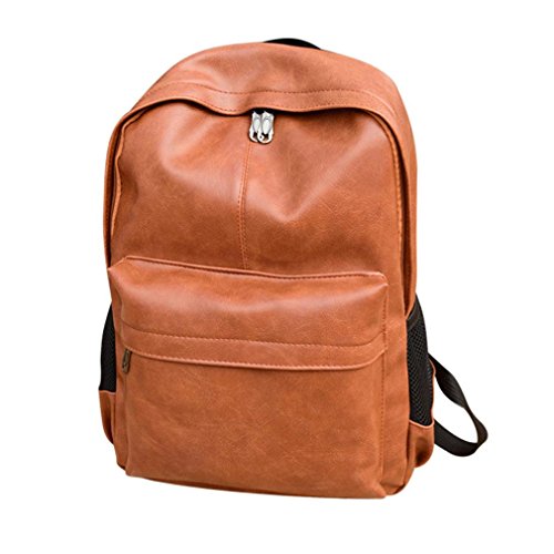 NXDA Men's Women's Leather Backpack Laptop Satchel Travel School Rucksack Bag For Women and Girls (Brown)