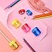 Zonon Double Hole Oval Shaped Pencil Sharpener with Cover and Receptacle Manual Pencil Sharpener Hand Pencil Sharpener for Office Home Supply (12)