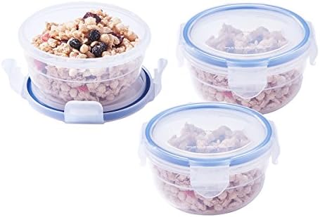 Baby Food Containers - Meal Prep Food Storage - 10.1oz Small Round Mixing Bowls with Airtight Snap Locking Lid - BPA-Free Plastic (Set of 3)