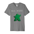 Mens Hello, I'm Green Meeple. Board Games t-shirt XL Slate